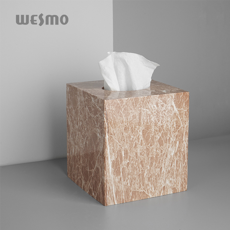 Polyresin Marble Texture Bathroom Tissue Holder Box Bathroom Accessories Paper Holder